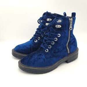 Steve Madden Revive blue crushed velvet boots ankle women's size 8